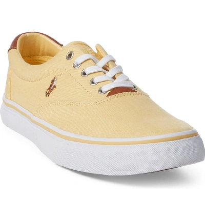 Shop Polo Ralph Lauren Thorton Low Top Sneaker In Empire Yellow Fabric