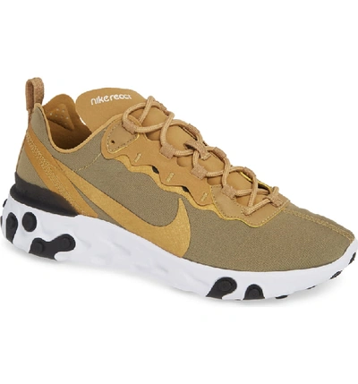 Shop Nike React Element 55 Sneaker In Metallic Gold/ Black/ White