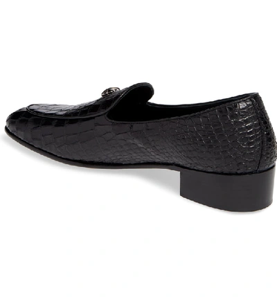 Shop Giuseppe Zanotti Croc Embossed Loafer In Black