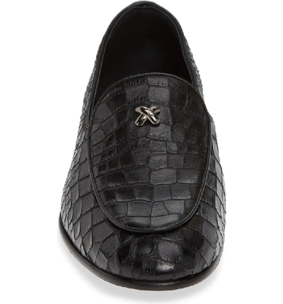 Shop Giuseppe Zanotti Croc Embossed Loafer In Black