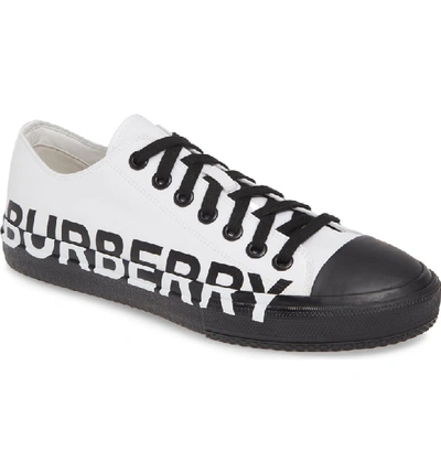 Shop Burberry Larkhall Graphic Logo Sneaker In Optic White / Black