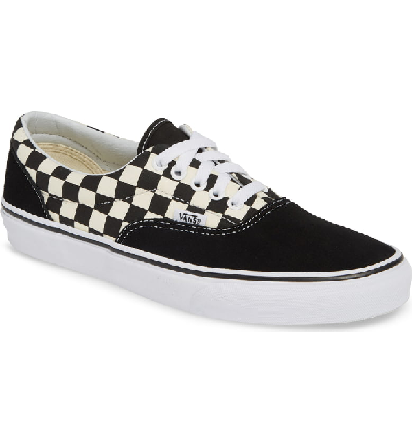 vans primary check era black & white shoes