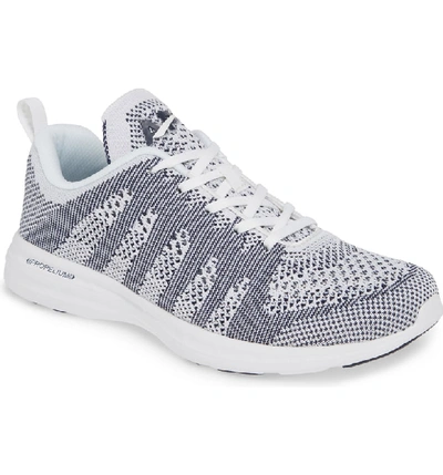 Shop Apl Athletic Propulsion Labs Techloom Pro Knit Running Shoe In White/ Navy