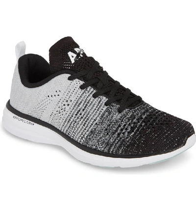 Shop Apl Athletic Propulsion Labs Techloom Pro Knit Running Shoe In Black/ Heather Grey/ White