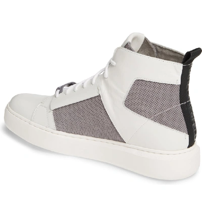 Shop Karl Lagerfeld High Top Sneaker In Light Grey/ White Leather