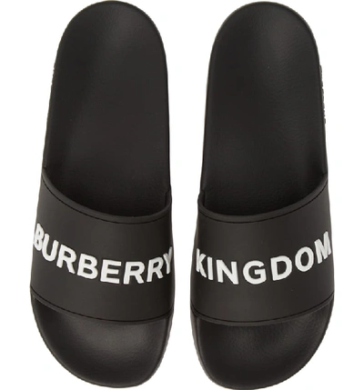 Shop Burberry Furley Slide Sandal In Black / Optic White