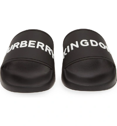 Shop Burberry Furley Slide Sandal In Black / Optic White