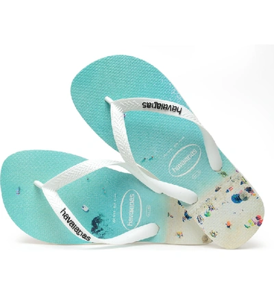 Shop Havaianas 'hype' Flip Flop In White/ Wave Blue