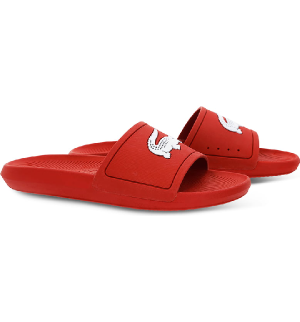 lacoste croco slide sandal