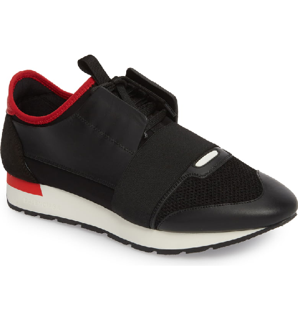 balenciaga runners black red