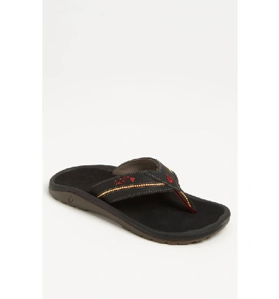 Shop Olukai 'kia'i Ii' Flip Flop In Black/ Black