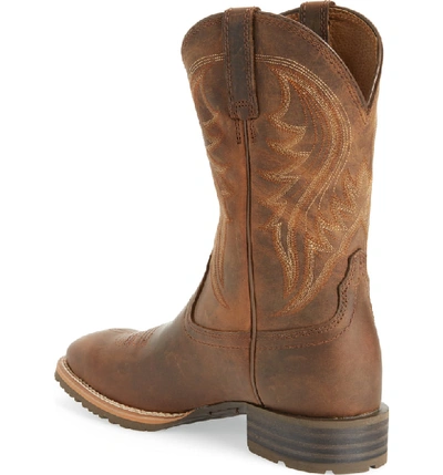 Shop Ariat Hybrid Rancher Cowboy Boot In Distressed Brown Leather