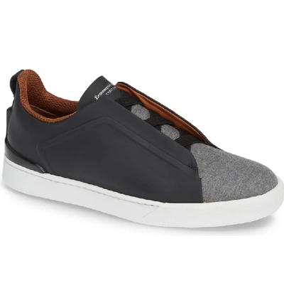 Shop Ermenegildo Zegna Slip-on Sneaker In Navy/ Grey