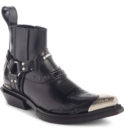 Shop Balenciaga Santiag Harness Boot In Black