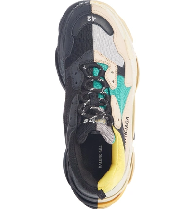 Shop Balenciaga Triple-s Split Sneaker In Black/ Yellow/ Grey/ Green
