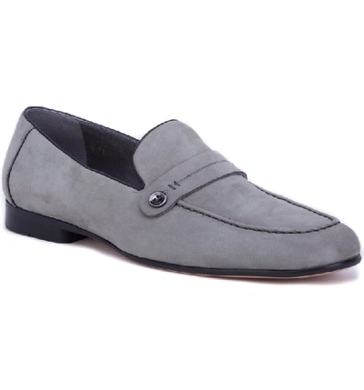 Shop Robert Graham Norris Button Loafer In Grey Leather