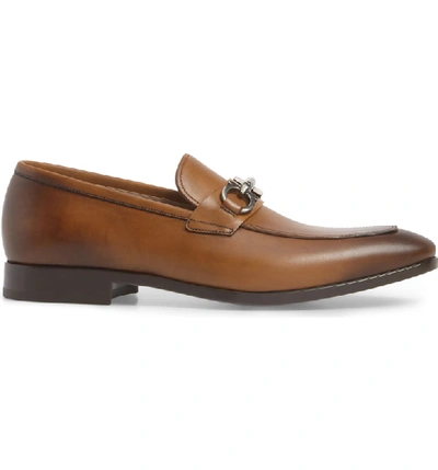Shop Ferragamo Benford Rounded Bit Loafer In Ambre Brown Leather