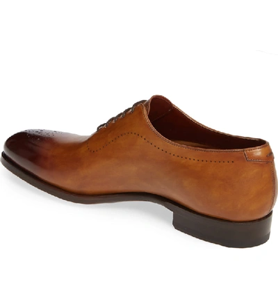 Shop Magnanni Bryant Medallion Toe Oxford In Brown Leather