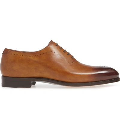 Shop Magnanni Bryant Medallion Toe Oxford In Brown Leather