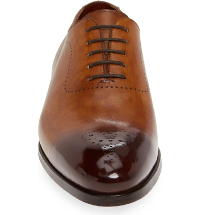 Shop Magnanni Bryant Medallion Toe Oxford In Brown Leather