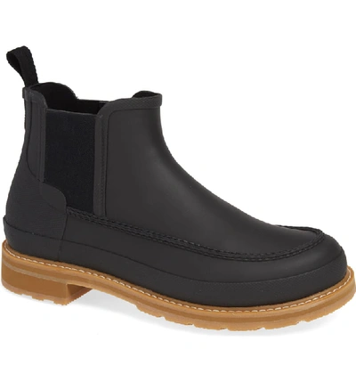Shop Hunter Moc Toe Waterproof Chelsea Boot In Black