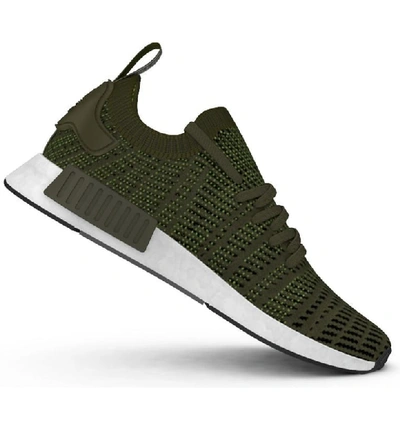 Shop Adidas Originals Nmd R1 Stlt Primeknit Sneaker In Olive/ Core Black/ Solar Slime