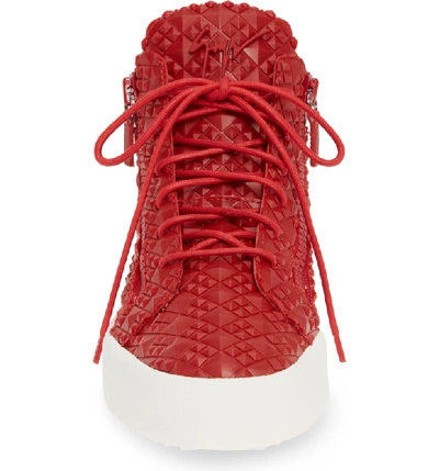 Shop Giuseppe Zanotti Textured Sneaker In Fiamma/ Red