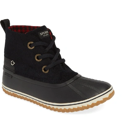 Shop Sperry Schooner Chukka Duck Boot In Black Wool/ Leather