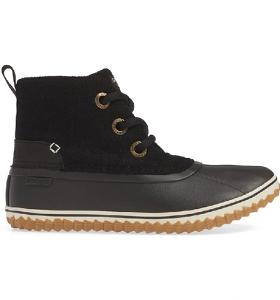 Shop Sperry Schooner Chukka Duck Boot In Black Wool/ Leather
