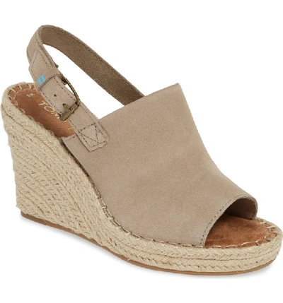 Shop Toms Monica Slingback Wedge In Desert Taupe Suede