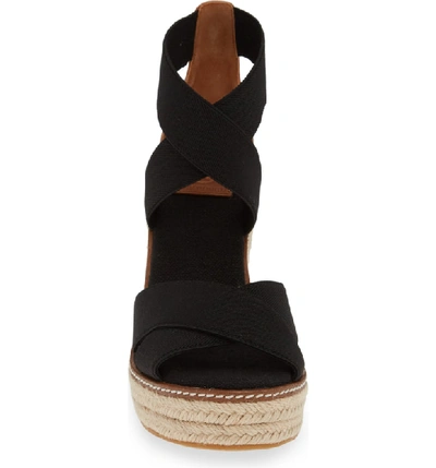 Shop Tory Burch Frieda Espadrille Wedge Sandal In Perfect Black/ Tan