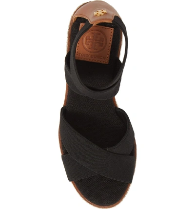 Shop Tory Burch Frieda Espadrille Wedge Sandal In Perfect Black/ Tan
