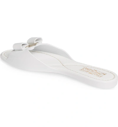 Shop Ferragamo Cirella Bow Slide Sandal In White