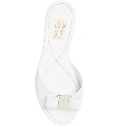 Shop Ferragamo Cirella Bow Slide Sandal In White