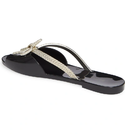 Shop Melissa Ela Chrome Slide Sandal In Black Gold Rubber