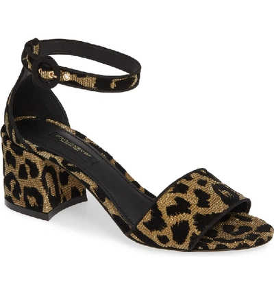 Shop Dolce & Gabbana Leopard Metallic Sandal In Gold Leopard