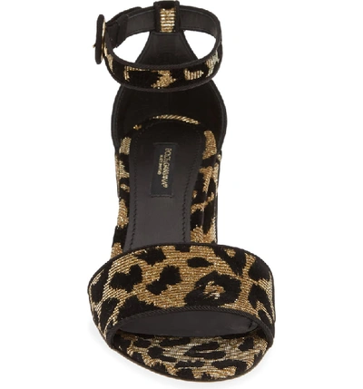 Shop Dolce & Gabbana Leopard Metallic Sandal In Gold Leopard