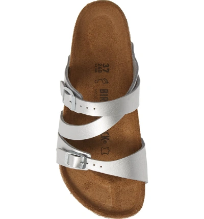 Shop Birkenstock Salina Slide Sandal In Silver Leather