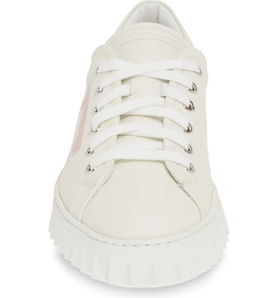 Shop Ferragamo Cube Gancio Sneaker In White/ Bon Bon