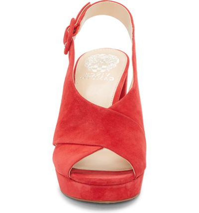Shop Vince Camuto Slingback Platform Sandal In Glamour Red Suede