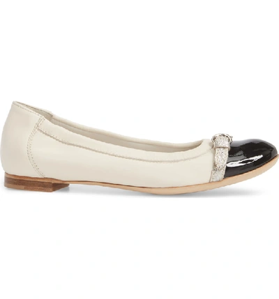 Shop Agl Attilio Giusti Leombruni Cap Toe Ballet Flat In Ivory/ Black Combo Leather