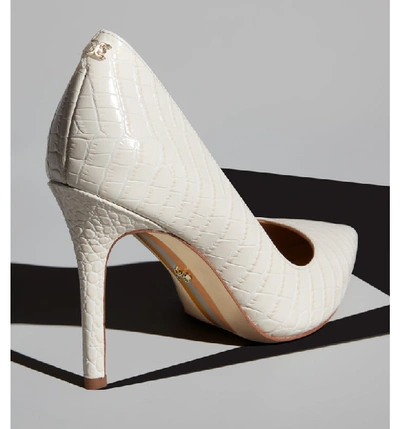 Shop Sam Edelman Hazel Pointy Toe Pump In Pink Embossed Leather