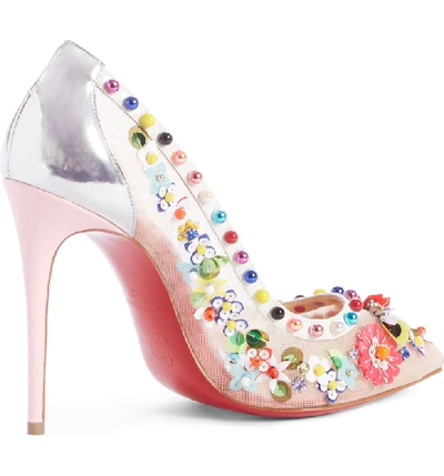 Shop Christian Louboutin Constella Embellished Mesh Pump In Pink Multi