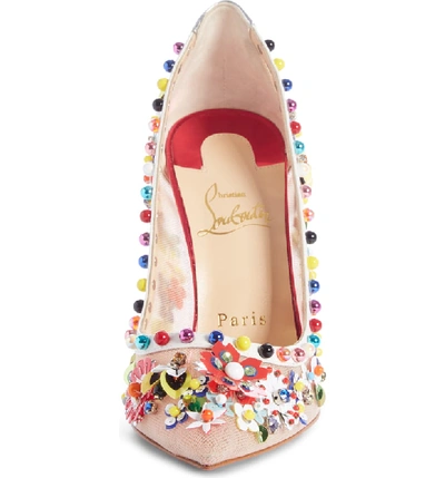 Shop Christian Louboutin Constella Embellished Mesh Pump In Pink Multi