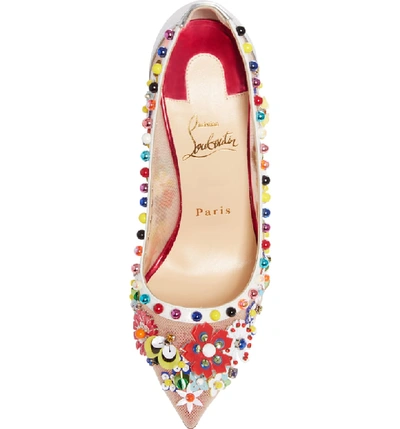 Shop Christian Louboutin Constella Embellished Mesh Pump In Pink Multi