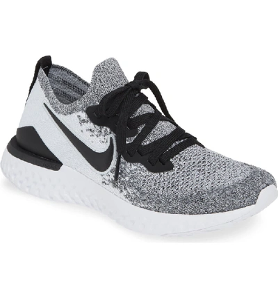 Shop Nike Epic React Flyknit 2 Running Shoe In White/ Black/ Pure Platinum