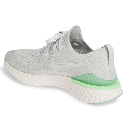 Shop Nike Epic React Flyknit 2 Running Shoe In Light Silver/ Spruce Fog