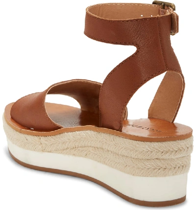 Shop Lucky Brand Joodith Platform Wedge Sandal In Umber Leather