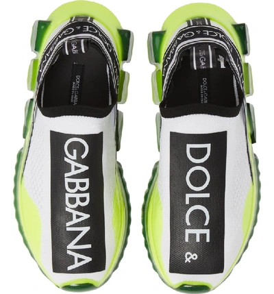 Shop Dolce & Gabbana Sorrento Logo Slip-on Sneaker In White/ Yellow