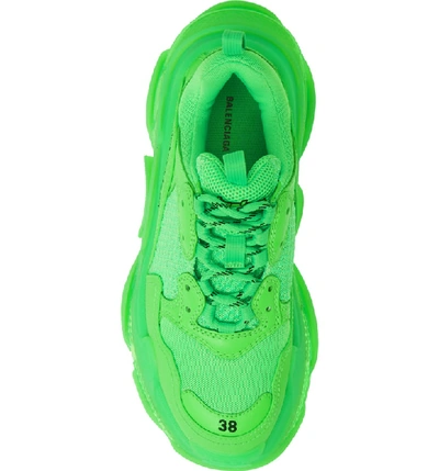 Shop Balenciaga Triple S Low Top Sneaker In Green Fluo